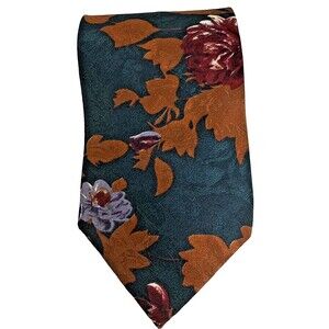 Don Loper Italian Men's Silk Tie Bronze Burgundy Floral Business Fashion